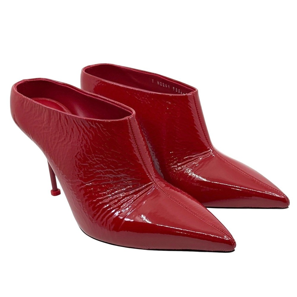 Alexander McQueen Red Patent Leather Pointed Toe‎ Stiletto Mule Heels Size 40